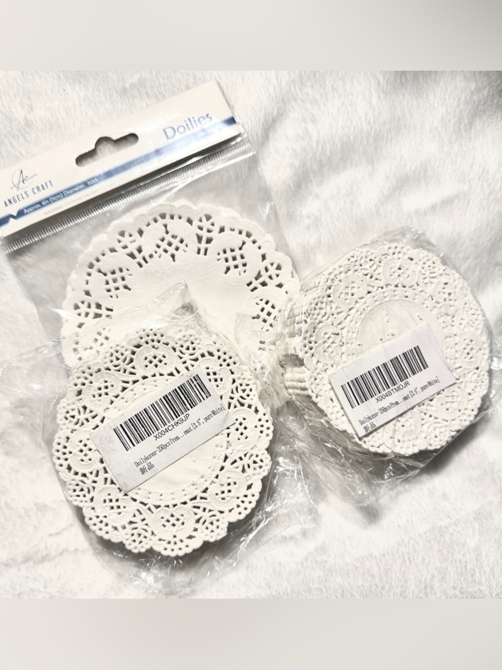 💜 Set of 3 Packs of White Round Lace Paper Doilies